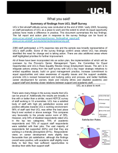 What you said! Summary of findings from UCL Staff Survey