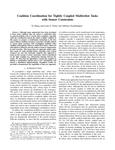 Coalition Coordination for Tightly Coupled Multirobot Tasks with Sensor Constraints