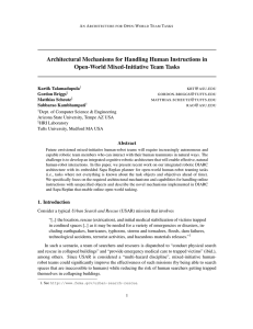 Architectural Mechanisms for Handling Human Instructions in Open-World Mixed-Initiative Team Tasks