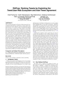 RAProp: Ranking Tweets by Exploiting the Tweet/User/Web Ecosystem and Inter-Tweet Agreement