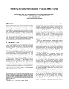 Ranking Tweets Considering Trust and Relevance  ABSTRACT