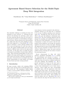 Agreement Based Source Selection for the Multi-Topic Deep Web Integration Manishkumar Jha