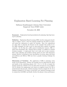 Explanation Based Learning For Planning Subbarao Kambhampati (Arizona State University)
