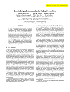 Domain Independent Approaches for Finding Diverse Plans Biplav Srivastava Tuan A. Nguyen