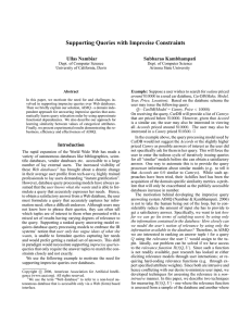 Supporting Queries with Imprecise Constraints Ullas Nambiar Subbarao Kambhampati