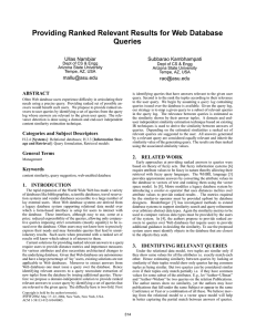 Providing Ranked Relevant Results for Web Database Queries Ullas Nambiar Subbarao Kambhampati