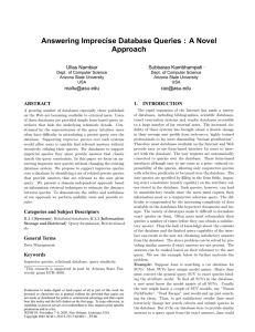 Answering Imprecise Database Queries : A Novel Approach Ullas Nambiar Subbarao Kambhampati