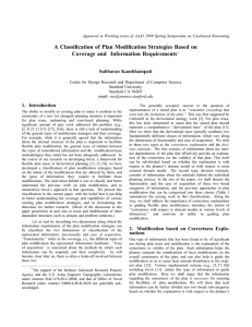 A Classification of Plan Modification Strategies Based on Subbarao Kambhampati 1. Introduction