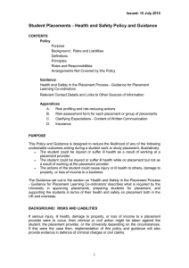 Student Placements - Health and Safety Policy and Guidance