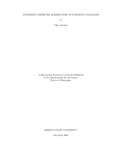 ANSWERING IMPRECISE QUERIES OVER AUTONOMOUS DATABASES by Ullas Nambiar