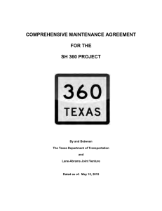 COMPREHENSIVE MAINTENANCE AGREEMENT FOR THE SH 360 PROJECT