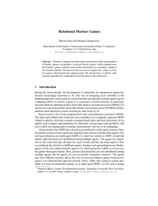 Relational Markov Games Alberto Finzi and Thomas Lukasiewicz