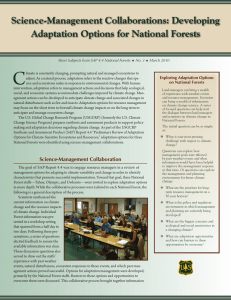 C Science-Management Collaborations: Developing Adaptation Options for National Forests Exploring Adaptation Options