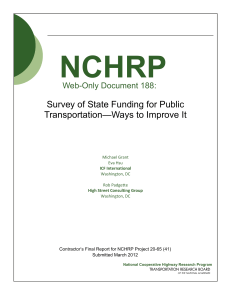NCHRP Survey of State Funding for Public Transportation—Ways to Improve It
