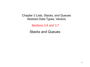 Stacks and Queues Sections 3.6 and 3.7 Abstract Data Types, Vectors