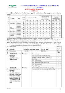 Online  Application  for  the  following ... below : NAVSARI AGRICULTURAL UNIVERSITY