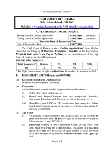 HIGH COURT OF GUJARAT Sola, Ahmedabad - 380 060.