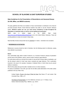 SCHOOL OF SLAVONIC &amp; EAST EUROPEAN STUDIES