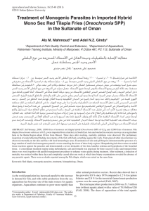 Treatment of Monogenic Parasites in Imported Hybrid Oreochromis Aly M. Mahmoud