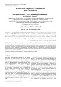 Bioactive  Compounds  from  Omani   Sea  Cucumbers Sergey  Dobretsov ,  Iman  Mohammed  Al-­Mammari