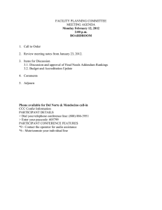 FACILITY PLANNING COMMITTEE MEETING AGENDA 1.  Call to Order