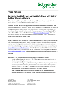 Press Release Schneider Electric Powers up Electric Vehicles with EVlink