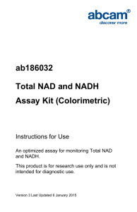 ab186032 Total NAD and NADH Assay Kit (Colorimetric) Instructions for Use