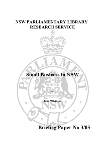 Small Business in NSW Briefing Paper No 3/05  NSW PARLIAMENTARY LIBRARY
