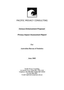 PACIFIC PRIVACY CONSULTING  Census Enhancement Proposal: Privacy Impact Assessment Report