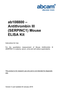 ab108800 – Antithrombin III (SERPINC1) Mouse ELISA Kit