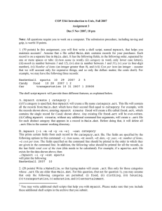 COP 3344 Introduction to Unix, Fall 2007 Assignment 3