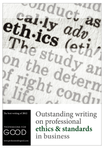 Outstanding writing on professional  ethics &amp; standards