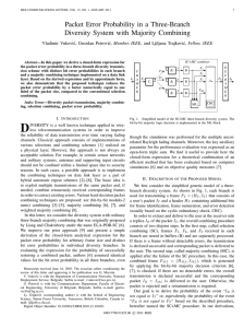 Packet Error Probability in a Three-Branch Diversity System with Majority Combining