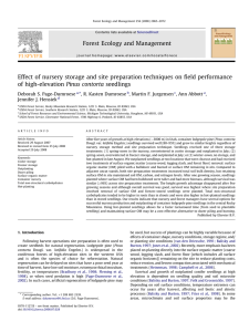 Effect of nursery storage and site preparation techniques on ﬁeld... of high-elevation Pinus contorta seedlings