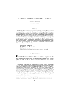 LIABILITY AND ORGANIZATIONAL CHOICE Abstract