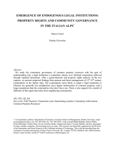 EMERGENCE OF ENDOGENOUS LEGAL INSTITUTIONS: PROPERTY RIGHTS AND COMMUNITY GOVERNANCE