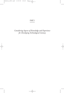 Considering Aspects of Knowledge and Experience for Developing Technological Literacy PART I