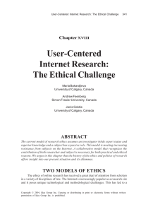 User-Centered Internet Research: The Ethical Challenge Chapter