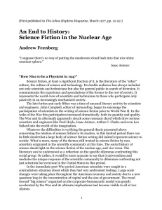 An End to History: Science Fiction in the Nuclear Age Andrew Feenberg