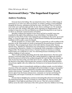 Borrowed Glory: &#34;The Sugarland Express&#34; Andrew Feenberg