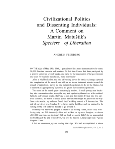 Civilizational Politics and Dissenting Individuals: A Comment on Martin Matuštík's