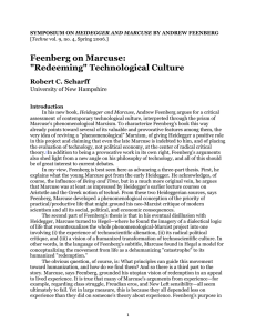 Feenberg on Marcuse: &#34;Redeeming&#34; Technological Culture Robert C. Scharff University of New Hampshire