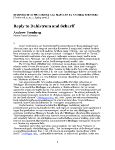 Reply to Dahlstrom and Scharff Andrew Feenberg