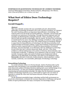 What Sort of Ethics Does Technology Require? Gerald Doppelt 1
