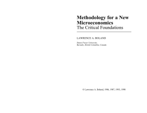 Methodology for a New Microeconomics The Critical Foundations LAWRENCE A. BOLAND