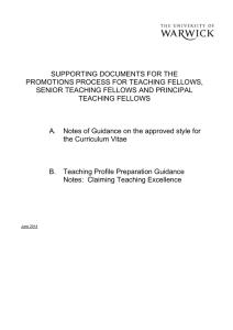 SUPPORTING DOCUMENTS FOR THE PROMOTIONS PROCESS FOR TEACHING FELLOWS,