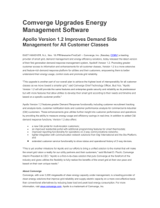 Comverge Upgrades Energy Management Software Apollo Version 1.2 Improves Demand Side