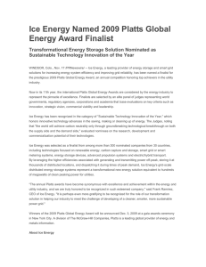 Ice Energy Named 2009 Platts Global Energy Award Finalist
