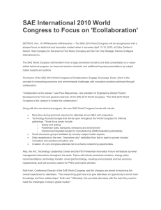 SAE International 2010 World Congress to Focus on 'Ecollaboration'