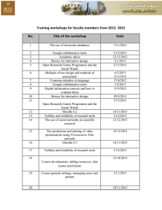 Training workshops for faculty members from 2012- 2015 No. Date
